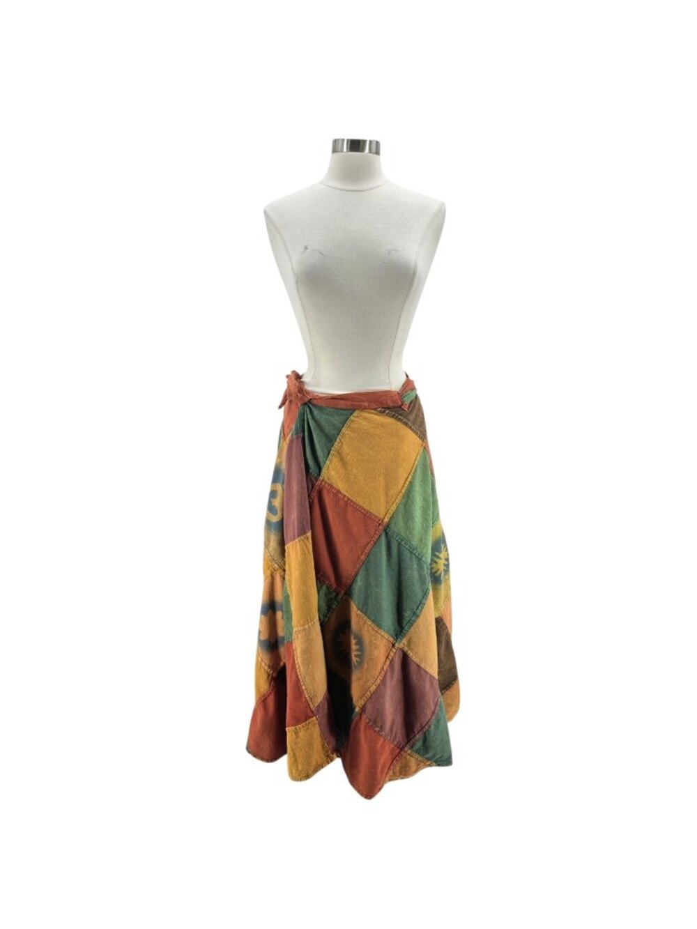 Jayli Womens One Size Skirt Midi Wrap Patchwork Multicolor Hippie Boho Western